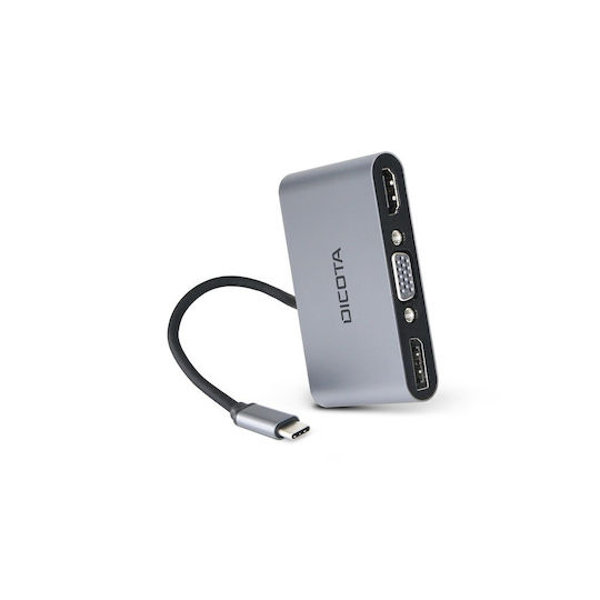 Dicota USB-C Docking Station με HDMI/DisplayPort 4K PD Ασημί (D32064)