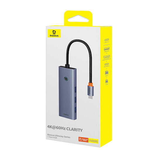 Baseus 7in1 UltraJoy USB-C Docking Station with HDMI 4K PD Gray