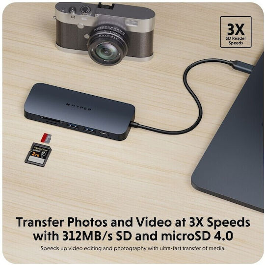 Hyper USB-C Docking Station με HDMI 4K PD Ethernet Γκρι (HD4004GL)