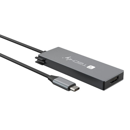 Techly USB-C Docking Station με HDMI 4K PD Ασημί (IUSB32C-HUB4HPD)