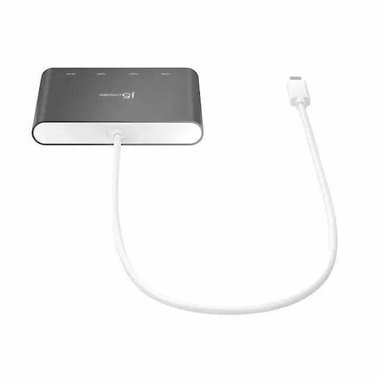J5 Create USB-C Docking Station με HDMI 4K PD και σύνδεση 4 Οθονών Γκρι (JCA366-N)
