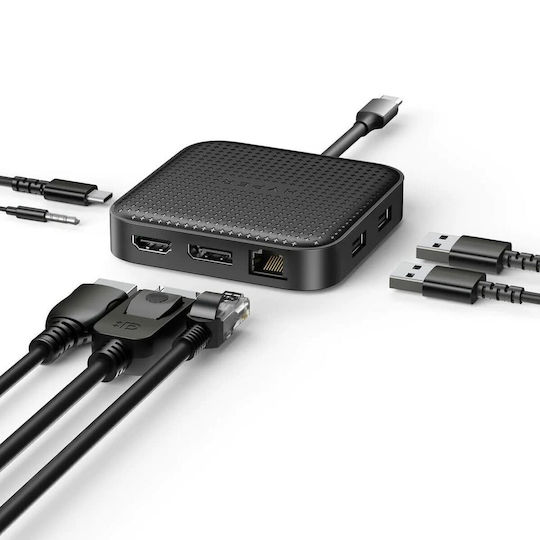 Targus HyperDrive USB-C Docking Station με HDMI/DisplayPort 4K PD Ethernet και σύνδεση 2 Οθονών Μαύρο