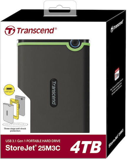 Transcend StoreJet 25M3C USB 3.1 / USB-C Extern HDD 4TB 2.5" Negru