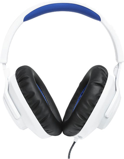 JBL Quantum 100P Over Ear Gaming Headset με σύνδεση 3.5mm Λευκό/Μπλέ for PS4 / PS5
