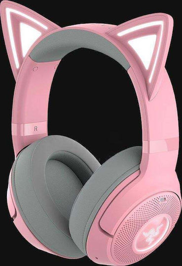 Razer Kraken Kitty V2 BT Ασύρματα / Ενσύρματα Over Ear Ακουστικά με 40 ώρες Λειτουργίας Ροζ