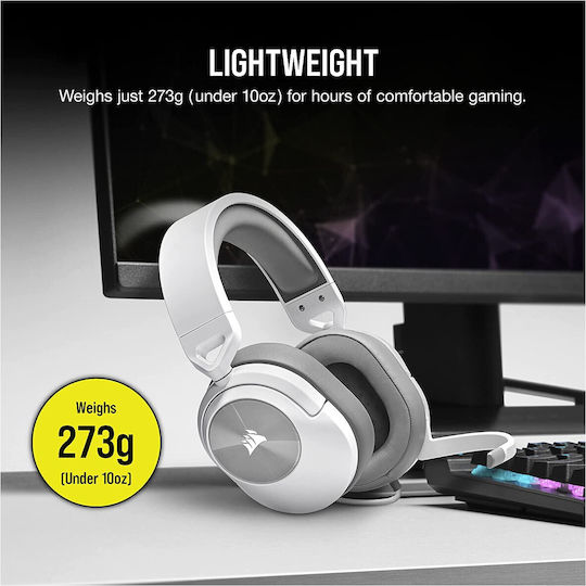 Corsair HS55 Stereo Over Ear Gaming Headset με σύνδεση 3.5mm Λευκό