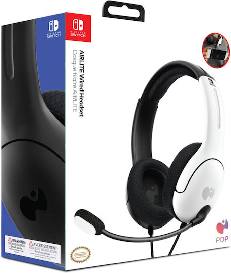 PDP LVL40 Switch On Ear Gaming Headset με σύνδεση 3.5mm White / Black for Nintendo Switch