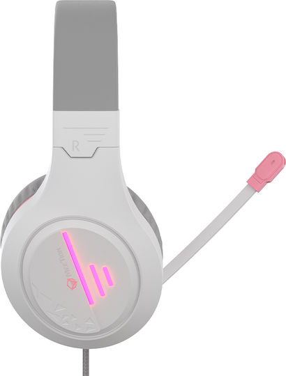 Meetion HP021 Over Ear Gaming Headset with Connection 3.5mm / USB White/Pink