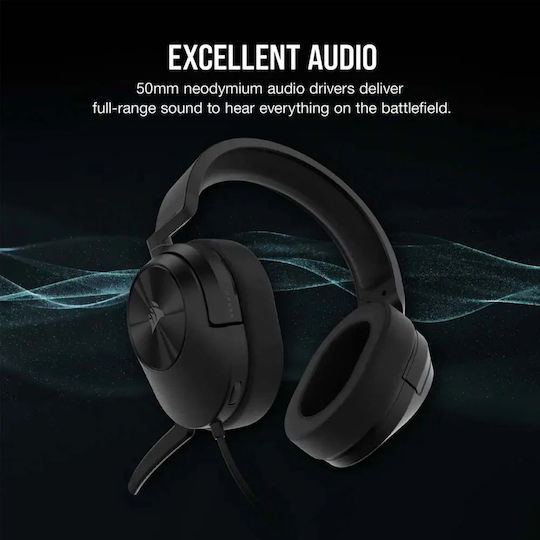Corsair HS55 Stereo Over Ear Gaming Headset with Connection 3.5mm Carbon