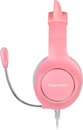 Kruger & Matz Kids Over Ear Gaming Headset με σύνδεση 2x3.5mm / USB Ροζ