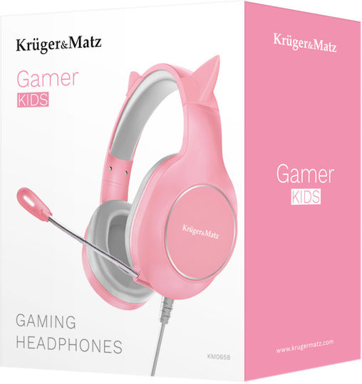Kruger & Matz Kids Over Ear Gaming Headset με σύνδεση 2x3.5mm / USB Ροζ