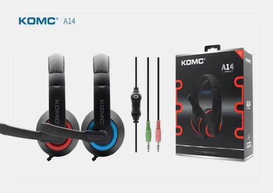 Komc Α14 On Ear Gaming Headset with Connection 3.5mm Red