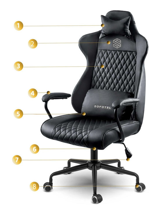Sofotel DAC-NOP-10010656 Καρέκλα Gaming Δερματίνης Μαύρη