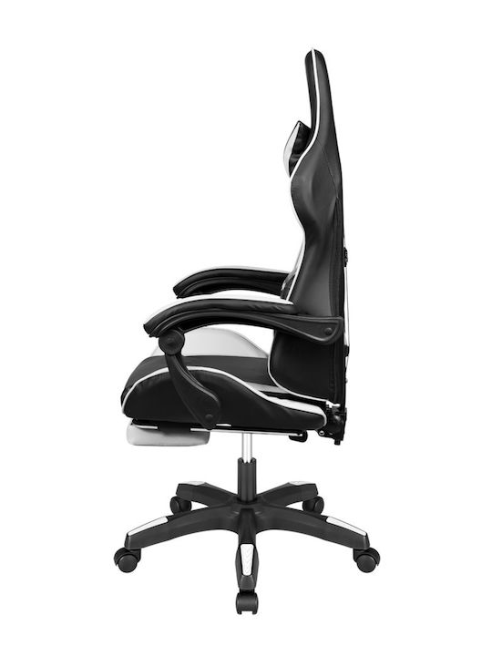 Kruger & Matz Warrior GX-150 Καρέκλα Gaming Δερματίνης με Υποπόδιο Μαύρο / Λευκό