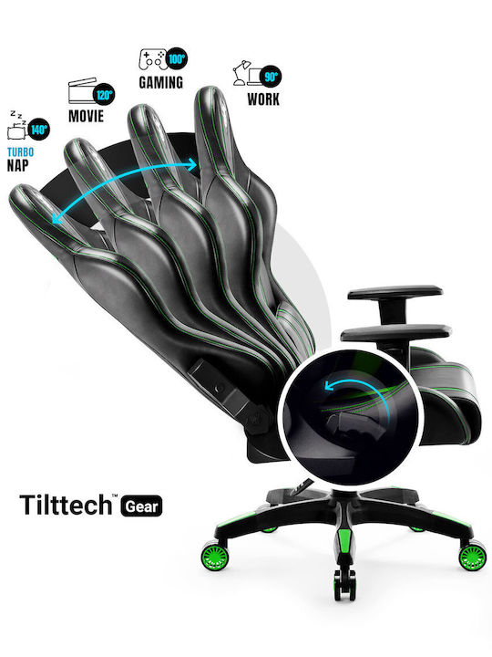 Diablo X-One 2.0 Normal Size Artificial Leather Gaming Chair with Adjustable Arms Black / Green