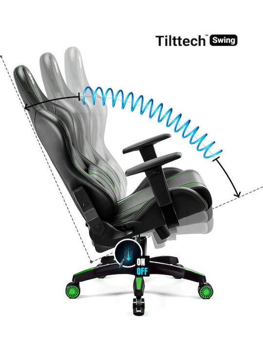 Diablo X-One 2.0 Normal Size Artificial Leather Gaming Chair with Adjustable Arms Black / Green