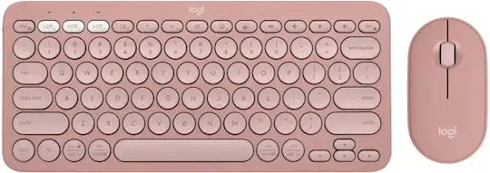 Logitech Pebble 2 Ασύρματο Σετ Πληκτρολόγιο & Ποντίκι Αγγλικό US Ροζ