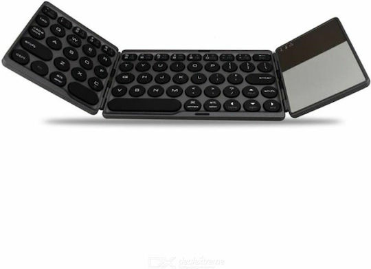 BT-86 Mini Foldable Ασύρματο Bluetooth Πληκτρολόγιο με Touchpad Αγγλικό US Ασημί