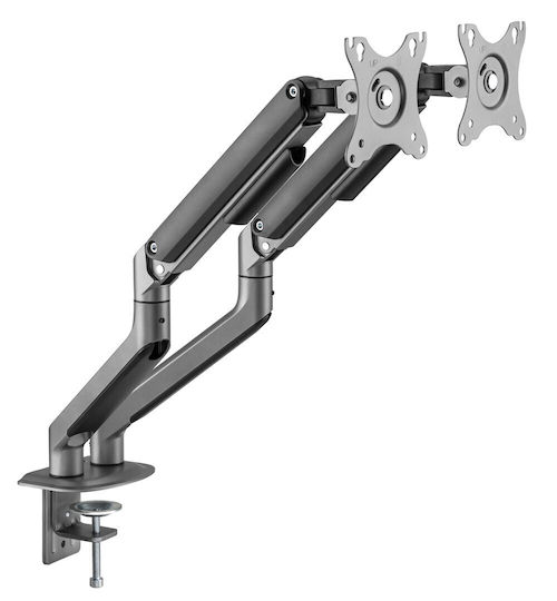 Gembird Stand Desk Mounted for 2 Monitors up to 32" with Arm Gray (MA-DA2-05)