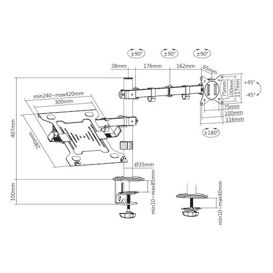 Sbox Βάση Γραφείου Οθόνης έως 32" με Βραχίονα (LCD-LM01-2)