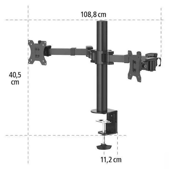 HAMA Стойка за 2 Монитори до 35" Черна (00118494)
