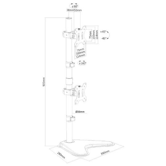 Newstar Επιτραπέζια Βάση για 2 Οθόνες έως 32" (FPMA-D550DDVBLACK)