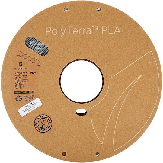 Polymaker Polyterra PLA 3D Принтер Филамент 1.75мм Сив 1кг 1бр Макарa