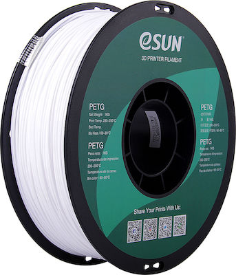 Esun PETG 3D Printer Filament 1.75mm Solid White 1kg