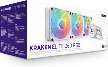 NZXT Kraken Elite 360 RGB Water Cooling AIO CPU with 3 120mm White Fans