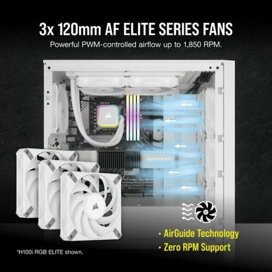 Corsair ICUE H150i RGB Elite Υδρόψυξη AIO CPU με 3 Ανεμιστήρες 120mm Λευκή
