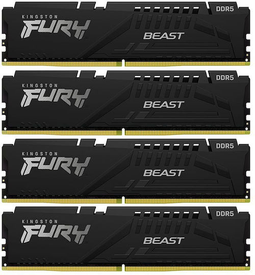 Kingston Fury Beast DDR5 64GB RAM με 4x16GB Modules και Ταχύτητα 6000 για Desktop