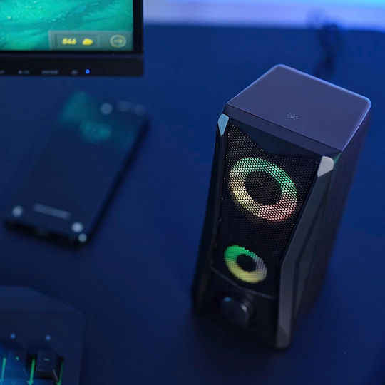 Trust GXT 606 JAVV Ηχεία Υπολογιστή 2.0 με RGB Φωτισμό και Ισχύ 6W Μαύρα