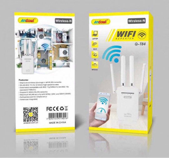 Andowl Q-T84 WiFi Extender Single Band (2.4GHz) 300Mbps