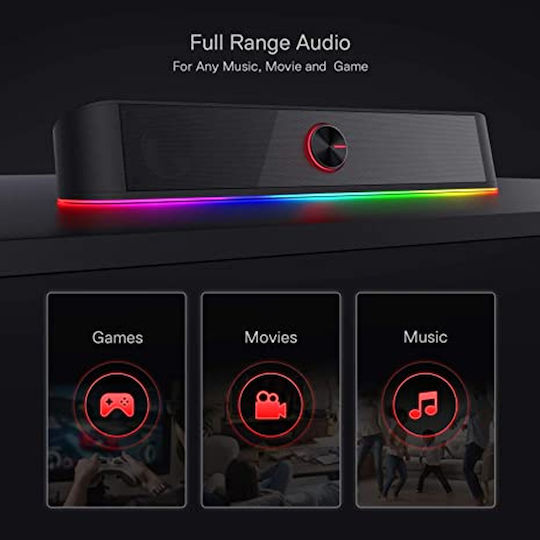 Redragon GS560 Adiemus Компютърни тонколони 2.0 с RGB осветление и мощност 6W в Черен цвят
