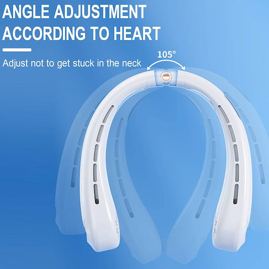 Techsuit Neck Fan H6 Portable Usb Rechargeable Adjustable Digital Display White