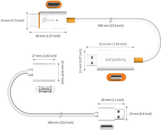 J5 Create Καλώδιο 0.6m JVAW56-N 1τμχ