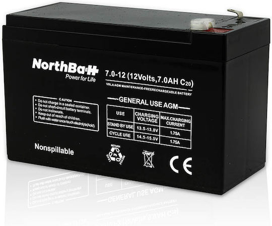 Northbatt Μπαταρία UPS με Χωρητικότητα 7Ah και Τάση 12V 01.009.0028