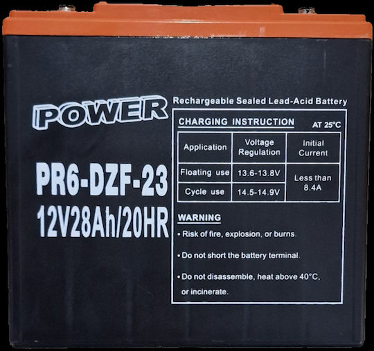 Power PR6-DZF-23 UPS Batterie mit Kapazität 28Ah und Spannung 12V 1Stück