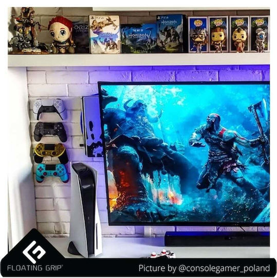 Floating Grip Wall Mount Bundle & 2x Controllers Charging Station for 2 controllers PS4 Black