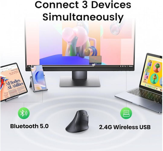 Ugreen MU008 Wireless Ergonomic Bluetooth Vertical Mouse Black