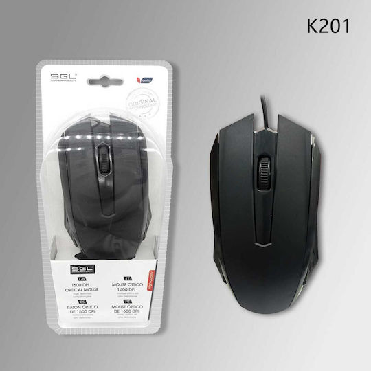 SGL K201 Wired Ergonomic Mouse Black