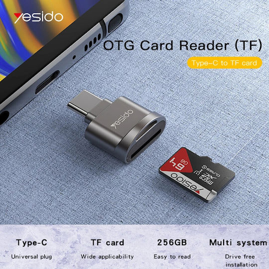 Yesido Gs19 Card Reader Type-C για microSD Γκρι
