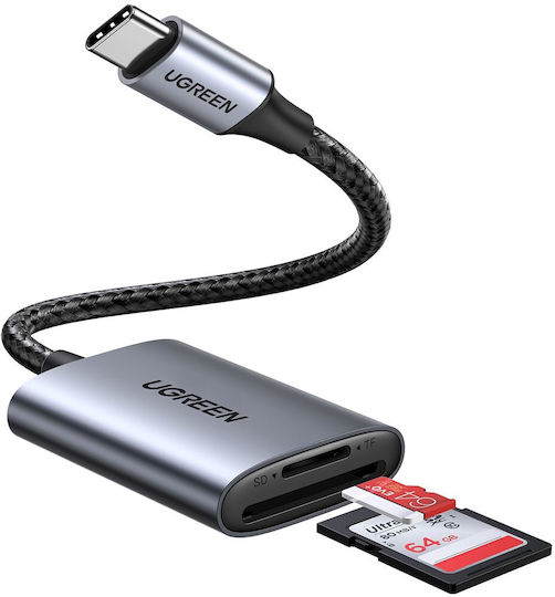 Ugreen CM401 Card Reader Type-C για SD/microSD Γκρι