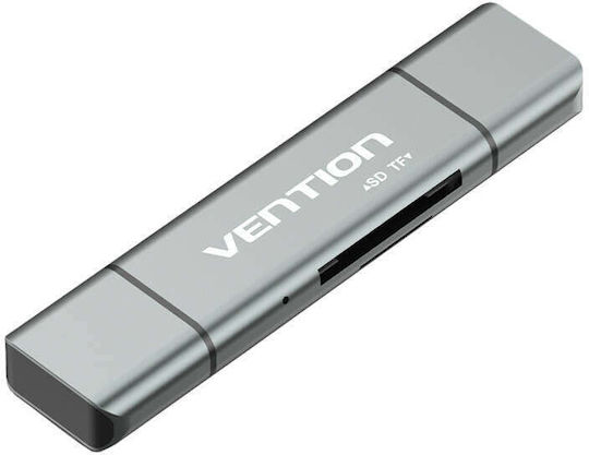 Vention Card Reader USB 2.0 Type-C για SD/microSD Γκρι