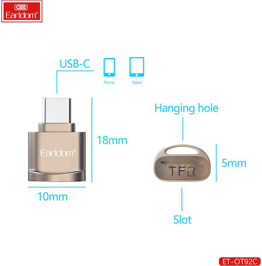 Earldom Et-ot92c Card Reader Type-C for / /m/i/c/r/o/S/D/ / / / / Gray