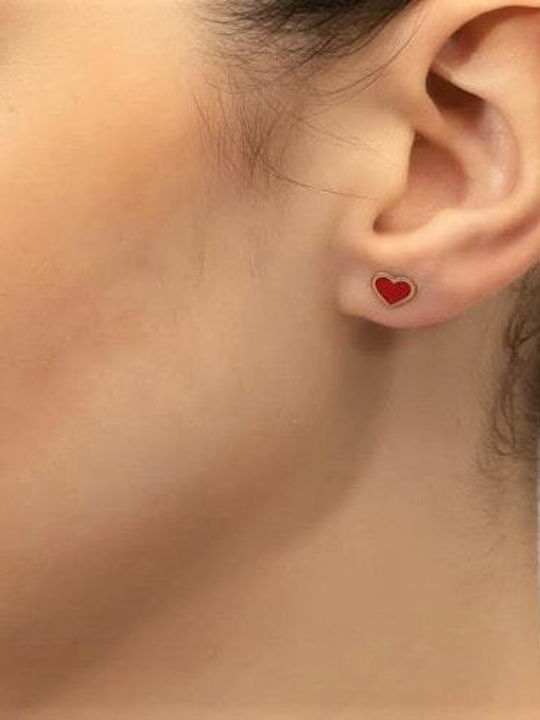 Eforo Kids Earrings Studs Hearts from Gold 9K