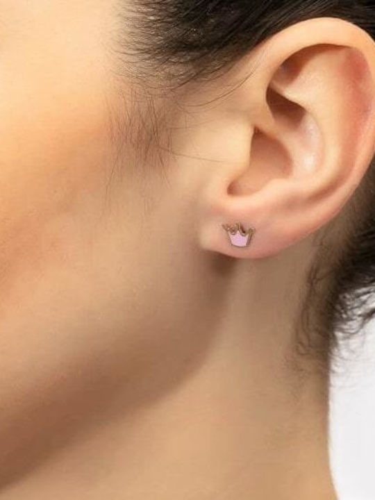 Eforo Kids Earrings Studs Crowns from Gold 14K