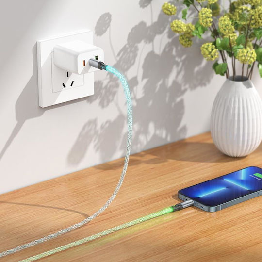 Hoco U112 Shine LED USB-A to Lightning Cable Χρυσό 1m (38972)