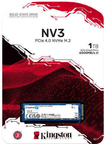 Kingston Nv3 SSD 1TB M.2 Type with PCI Express 4.0 Connection PS5 Compatible SNV3S/1000G