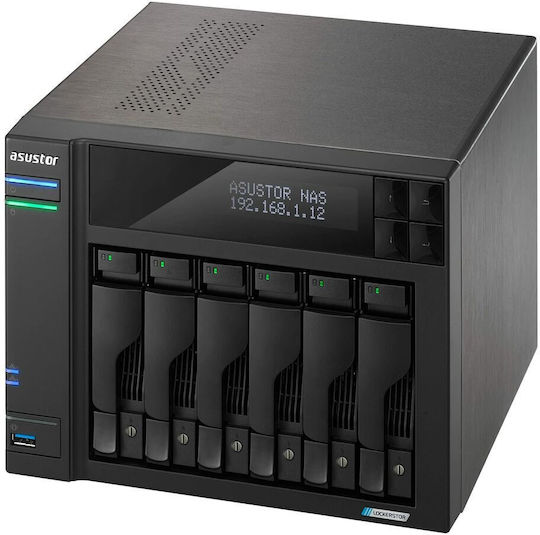 Asustor Lockerstor 6 Gen2 (AS6706T) NAS Tower με 6 θέσεις για HDD/M.2/SSD και 2 θύρες Ethernet